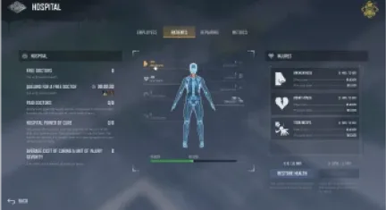 Hospital management screen