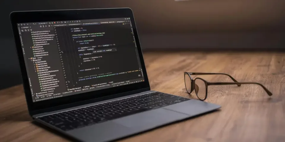 Developer reviewing code during game outsourcing evaluation