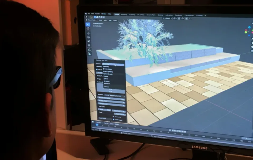 game developer working on 3D game environment