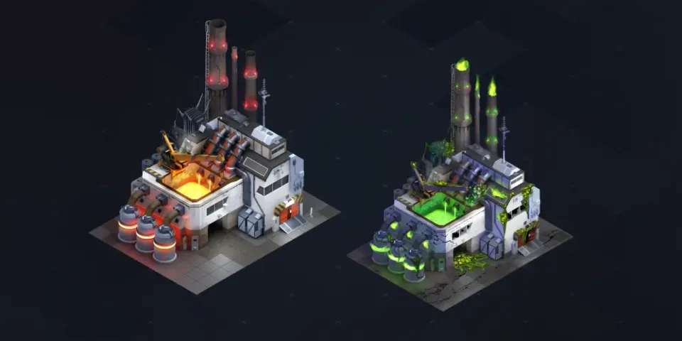 3D game factory environment comparison