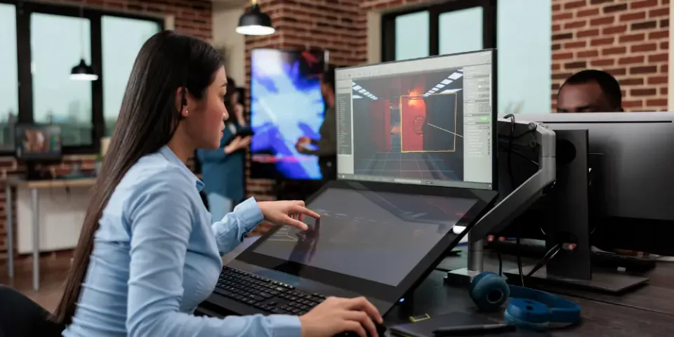 game development artist working on 3D scene