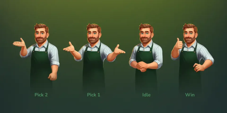 Farmer 2D game character animation poses