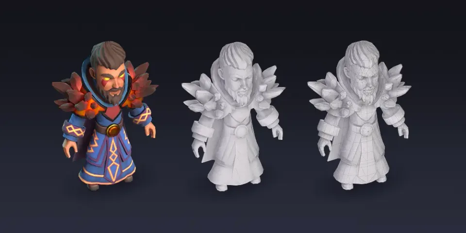 Stylized 3D game character modeling stages