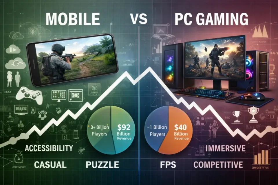 mobile vs pc gaming platforms comparison infographic