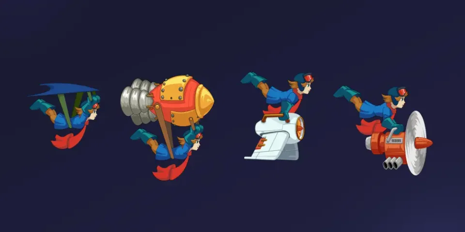 Flying hero 2D game character animation