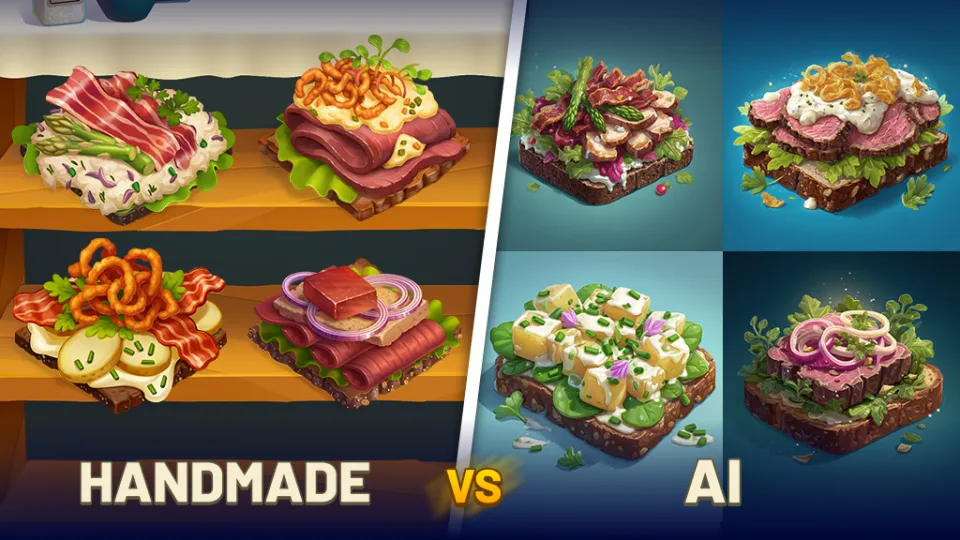 Three assorted sandwiches on a wooden board, with lettuce, tomato, cheese, and ham
