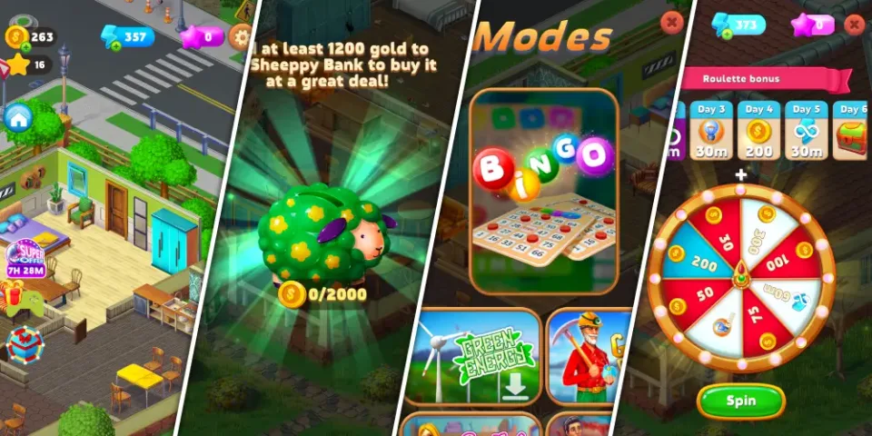 Mobile bingo game interface design screens