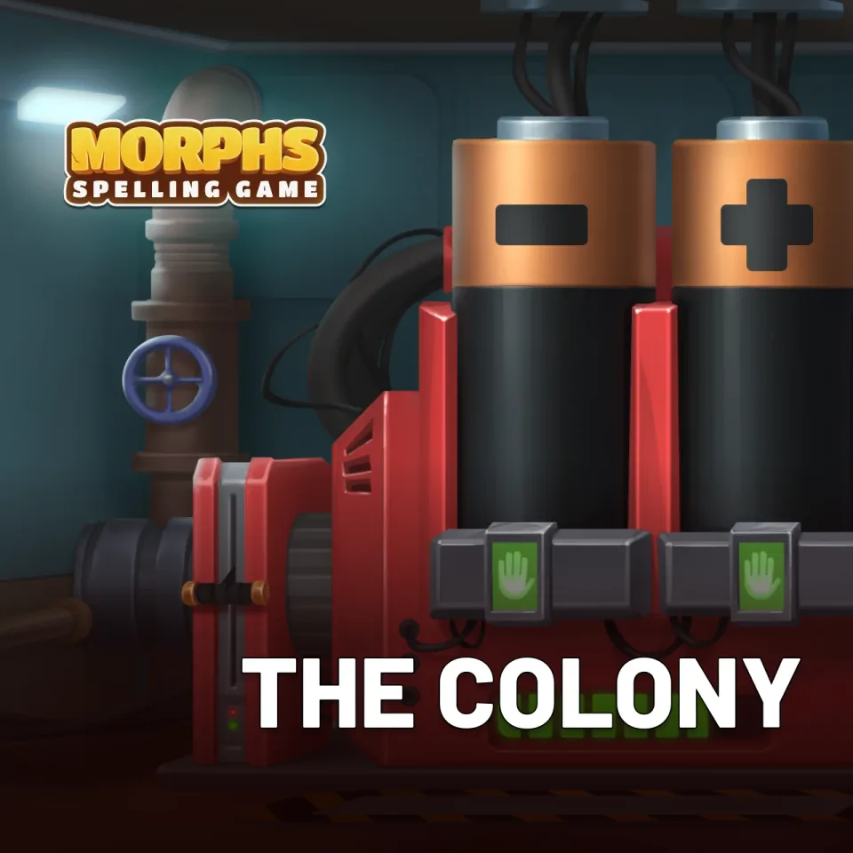 Spelling Game The Colony cover with stylized characters and game branding