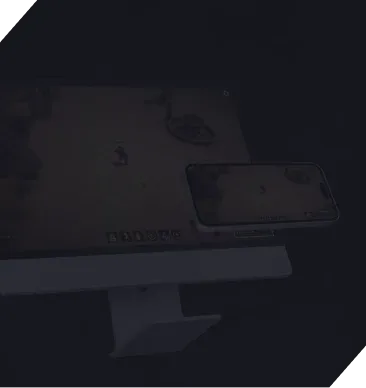 Game UI and wireframe design stage on desktop screen