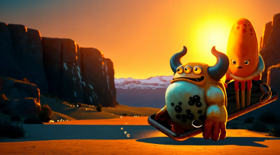 Colorful game characters in an iOS game scene