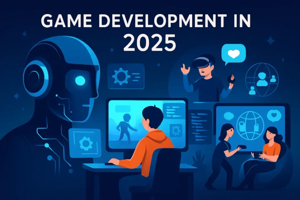 game development trends in 2025: AI, VR/AR, cross-platform tech, and innovative game design.